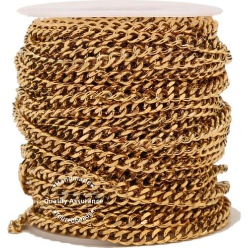 2M Gold Plated 3.5m 5mm 7mm Miami Cuban Stainless Steel Figaro Chain for DIY Handmade Necklace Bracelet Making Wholesale