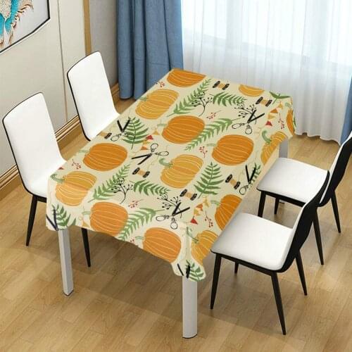 Rectangular Love Thanksgiving Pumpkin Autumn Tablecloth Parties Weddings Kitchen Table Cover