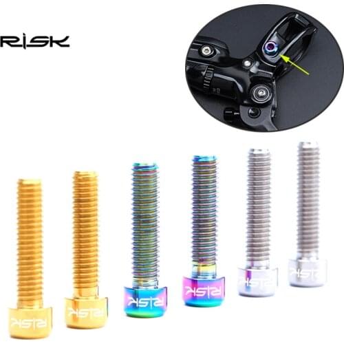 RISK 2pcs/lot M5x25mm Titanium Alloy Bike Brake Levers Fixed Screws Mountain Bike Extended Brakes Handle Clamp Ring Fixed Bolts