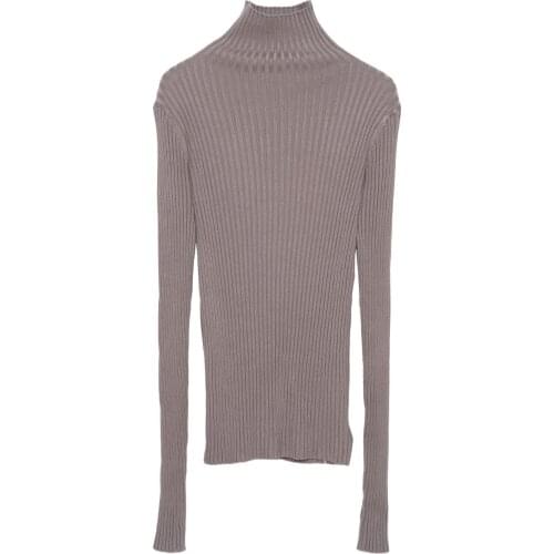 Ribbed Turtleneck Neck Sweater Women Cotton Mock Neck Sweaters Pullover Knitted Tops With Thumb Hole