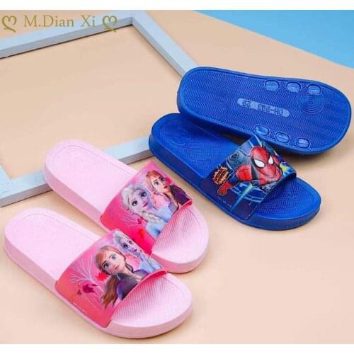 Disney Frozen Anna Elsa Print Slippers Boy Girls Children Lovely Cartoon Princess Flat Kids Beach Home Anti-slip Shoes