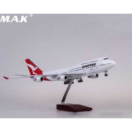 In Stock 1/150 Scale Aircraft Model 47cm B747-400 Australia Airlines Airplane Model With LED Voice Light Toys
