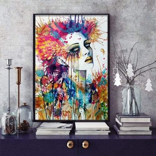 Wall Art Beautiful Watercolor Abstract Woman Home Decoration Modern Painting Canvas Printings colorful Poster Waterproof Ink