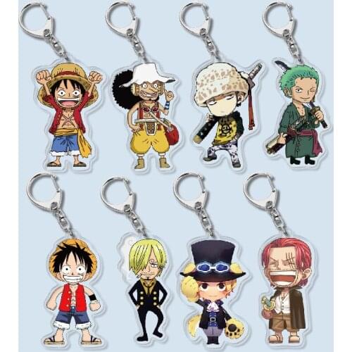 1pcs Pirate Logo Keychain Classic Anime Collection Luffy Zoro Sanji Figures Acrylic Pendant Key Chain Bag Accessories Gift