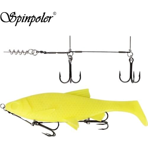 New Style 1Pc Fishing Hook Combinations Double VMC Hooks Sea Boat Fishing Nylon Coated Stainless Steel Fishing Rigs For Big Shad