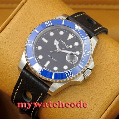 40mm Parnis black dial MIYOTA Automatic movement sapphire glass Mens Watch P459