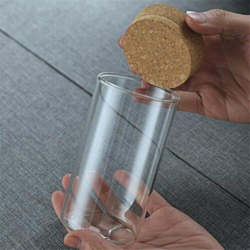 6pcs/lot 6.5CM Cork Crafts Glass Botttle Jars Kitchen Storage Bottles Food Container 200ml 250ml 300ml 380ml 460ml 520ml