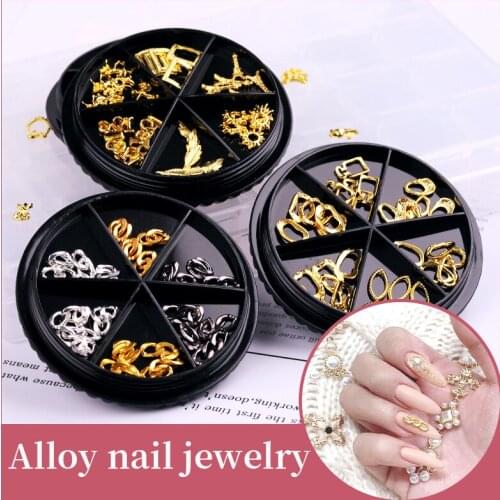 6 Grid Nail Art Shiny Sequins Irregular Shaped Five-pointed Star Butterfly Metal Nail Sequins Peeling Design Nail Decoration Hot