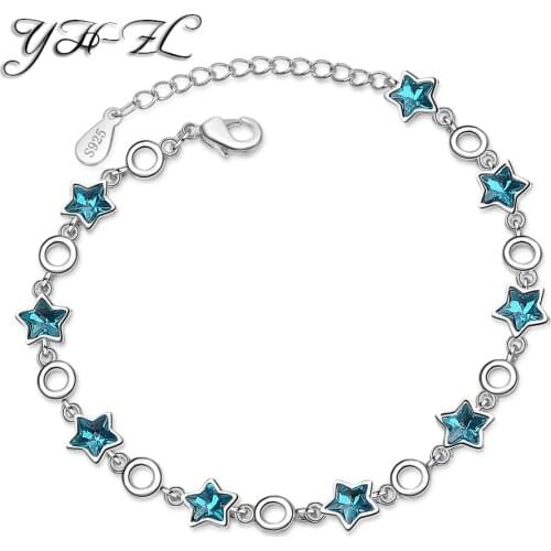 YH-ZL 925 Sterling Silver Bracelets & Bangles For Women Sterling-silver-jewelry Lovely Star Bracelet pulseira