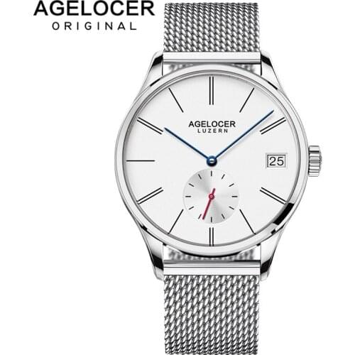 Agelocer Luxury Top Brand Mens Watch Dress Waterproof Stainless Steel Watch 1103A9