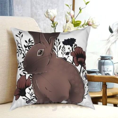 Hazel Pillow Case Printed Home Soft DIY Pillow cover Rabbit Bunny Hare Watership Down Pet Flowers Floral Aesthetic Animals