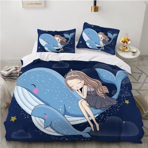 Childrens Bed linen set for home Bedding Set Blanket cover 150*200 200*220 size Bedspread Pillowcase Kids Baby Cartoon dolphin