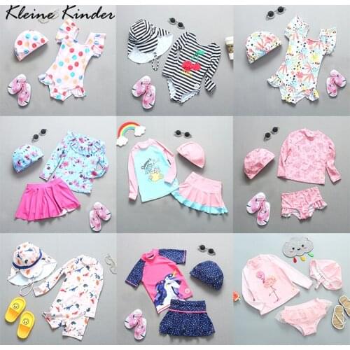 Baby Swimwear Long Sleeve Swimsuit for Girls with Unicorn UV Protection Bathing Suit Kids Girl Childrens Rashguard for Swimming