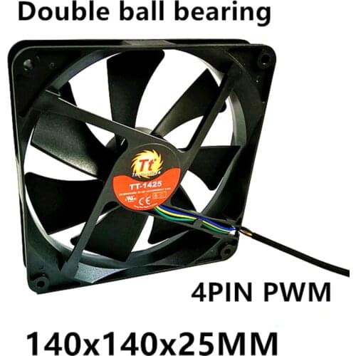 TT Double ball bearing DC12v Silent 140MM 14025 140x140x25MM chassis fan Computer Case Fan 4pin PWM