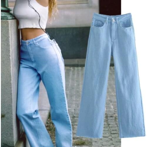 Jenny&Dave Women Loose Mom Jeans Ins Fashion Blogger Colorful Summer Jeans Woman High Waist Jeans Wide Leg Denim Pants For Women