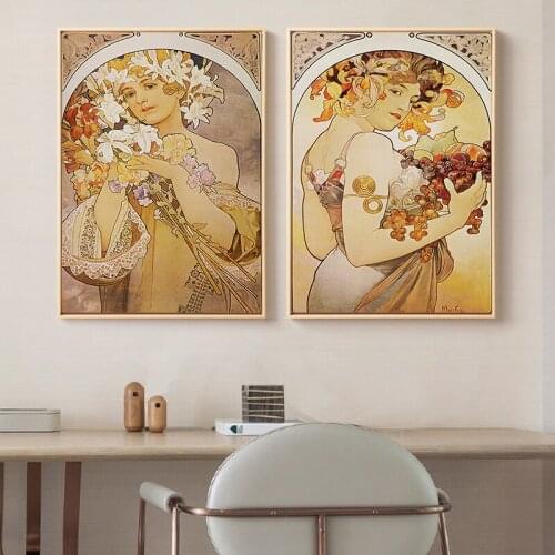 Alphonse Mucha Elegant Woman Canvas Paintings on The Wall Art Posters and Prints Art Canvas Pictures Cuadros for Home Decoration