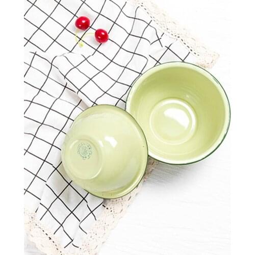 Enamel Bowl vintage Thickened Nostalgic Green Salad Pasta Soup Basin for Dinner kitchen accessories Tableware