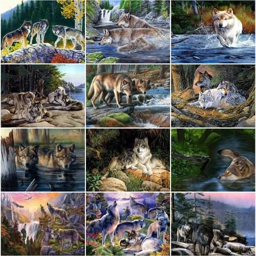 EverShine Diamond Painting Animal Picture Of Rhinestones Diamond Mosaic Wolf Cross Stitch Embroidery Full Square Handmade Hobby