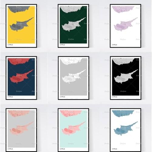 Cyprus Island Map Nordic Retro Minimalism Painting Posters and Prints on Canvas Hd Wall Art Modular Pictures Home Decoration