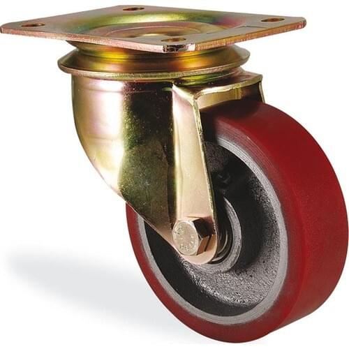 Wedge Flanged Casting Above Polyurethane Coated Bearing Yellow Maşalı Rotary Wheel 100 mm