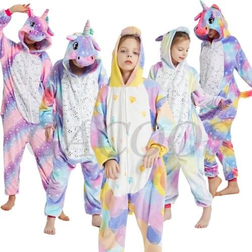 Winter Boys Girls Licorne Onesies Sleepwear Hooded Animal Cartoon Teens Pyjamas Kids Pajamas For 10 12 14 16 18Year Home Clothes