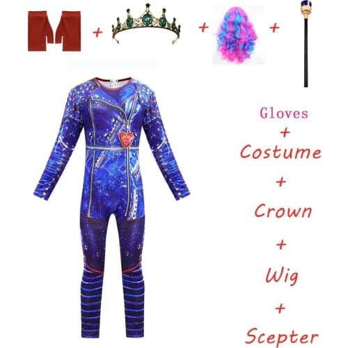 Evie Mal Cosplay Jumpsuit Halloween Costume Movie Descendants 3 Cosplay Costumes for Kids Bodysuits Halloween Fantasia Costumes