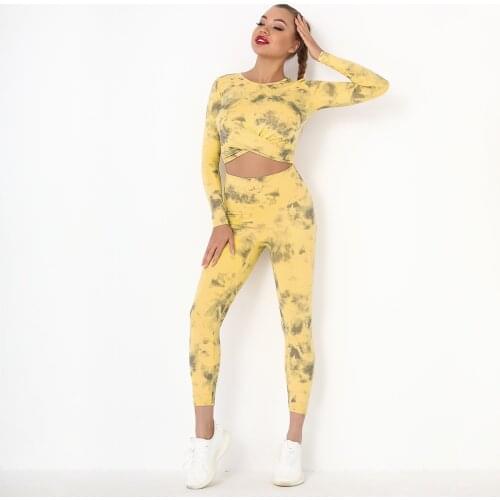 Two-piece Set Women Seamless Knitting Sexy Gym Sport Workout Running Sports Short Bra Yoga Suit High Waist Tracksuit Fitness