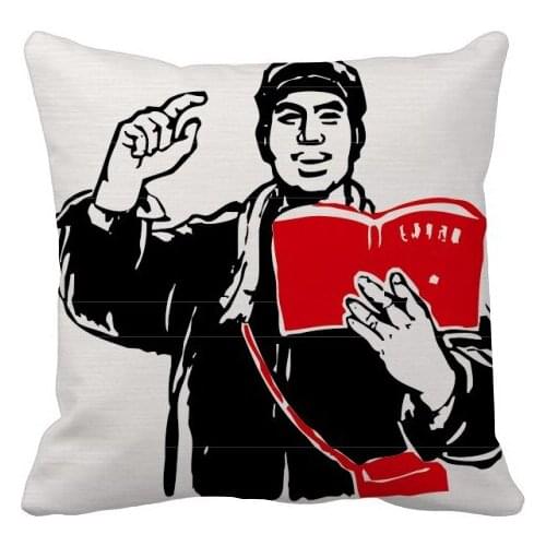 Red Book Backpack Hat Study China Red Throw Pillow Square Cover