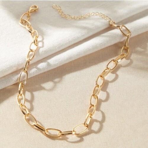 Punk Cuban Link Chains Choker Necklace for Women Collar Statement Chunky Gold Color Aluminum Thick Chain Necklace Cuban Jewelry