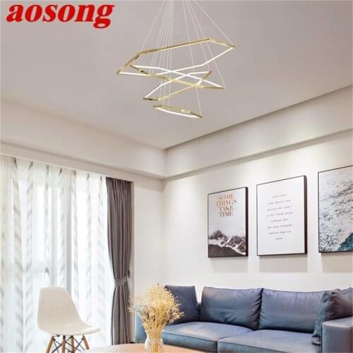 AOSONG Nordic Pendant Lights Gold Creative Contemporary LED Lamp Fixture For Home Decoration Living Room