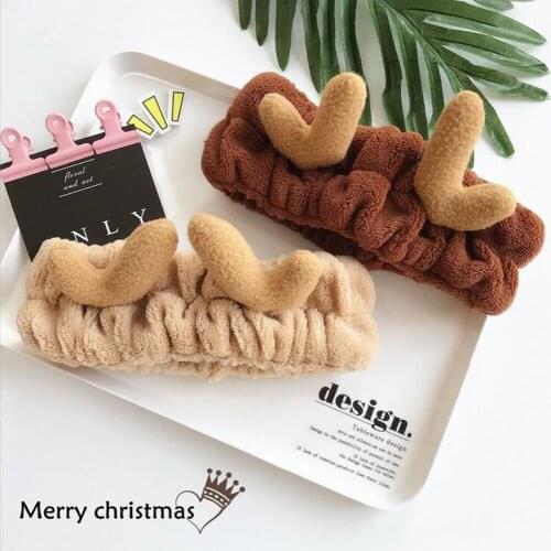 Headband For Woman Girl Ear Elastic Hair Accessories Fashion Headband Cloth Material Antler Washing Hair Band Christmas Outdoor