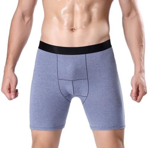 Sexy Men Long Boxers Cotton Underwear Men Sporting Defense Friction Thigh Design Short Pants Fitness Shorts Sexy Homme Underpant