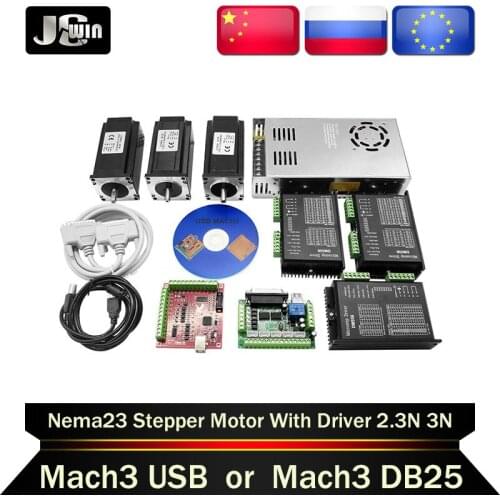 RU/EU Stock!Nema23 Stepper Motor Set: DC Motor2.3N 3N Single Shaft/Double Shaft With Motor Driver TB6600 DM542 DM556+MACH3 Board