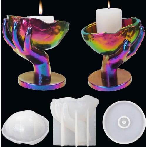 Silicone Crystal Epoxy Resin Mold Hand-held Skull Storage Box Molds Handmade Craft Decoration Candle Holder Mould Home Ornament