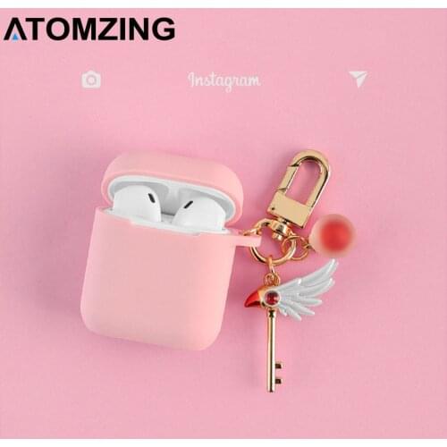 ATOMZING anime cartoon Card Captor Sakura Silicone Bluetooth Wireless Earphone Case For Apple AirPods 1 2 Headset drop cover