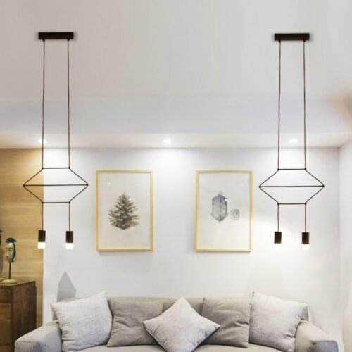 Nordic black chandelier led living room dining kitchen bathroom modern indoor lighting lights black led hanging wire lamp lustre