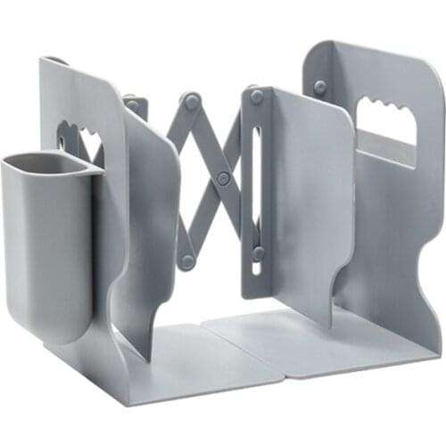 T3LB 1 Pc Stylish Bookends Premium ABS Anti-slip Book Holder with Detachable Pen Holder CDS Maganzine Organizer Holder Stand