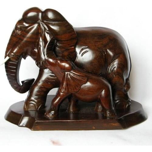 V Gallery] carved mahogany mahogany elephant crafts Zhai feng shui ornaments auspicious elephant 30