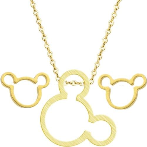 GORGEOUS TALE Korean Cute Style Mouse Shape Necklaces & Pendants for Women Romantic Gift Earrings for Girlfriend Environmental