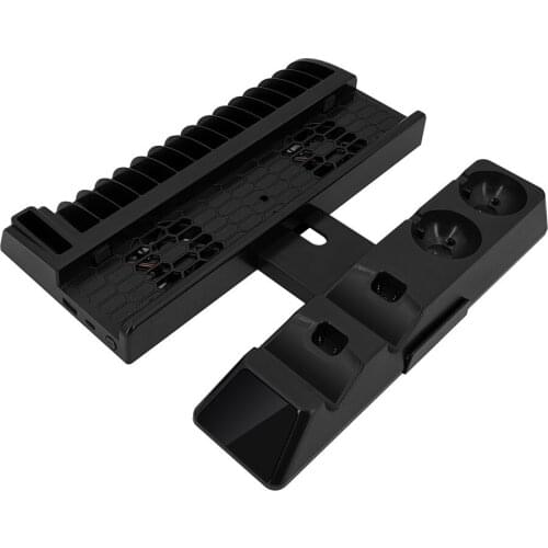 Vertical LED Charging Dock Station Charger Stand 15 Pcs Game Boxes Holder Cooling Cooler Fan for PS4/Slim/Pro/PS VR Game Console