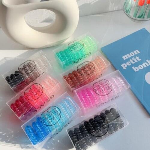 1Box Girl Colorful Hair Rope Nylon Elastic Rubber Hair Bands Woman Ponytail Holder Headband Telephone Cord Scrunchie Accessories