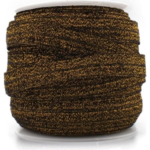 1PC=50Y 5/8"=15MM OEM Highly-flexible Elastic Glitter Velvet Ribbon Ornaments Solid Metallic Nylon Band for Hair Accessories