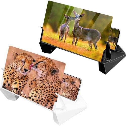 12 Inch 3D Mobile Phone Screen Magnifier HD Video Amplifier Stand Bracket with Movie Game Magnifying Folding Phone Desk Holder