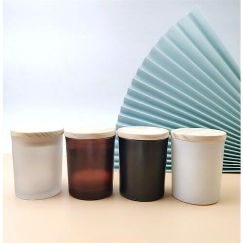 200ml Frosted Glass Jar Handmade DIY Aromatherapy Sented Candle Empty Glass Container Candle Jar Essential Oil Bottle with Lid