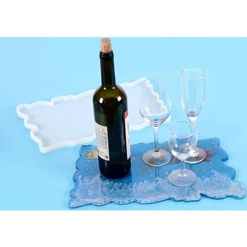 23.5*39.5*1.5cm Irregular Wave Large Rectangular Tray Mold Crystal Glue Drop Table Base Lace Dish Silicone Mold