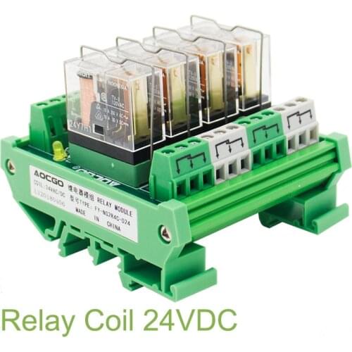4 Channel 1 SPDT DIN Rail Mount OMRON G2R 24V DC/AC Interface Relay Module