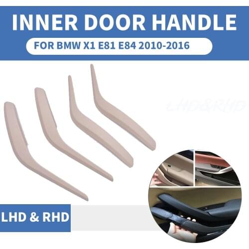 4PCS Beige Front Rear Left / Right Chrome Silver Car Interior Door Handle Inner Pull Trim Cover Armrest For BMW X1 E84 10-2016
