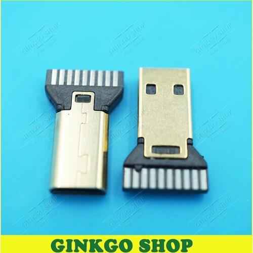 5pcs/lot Gold-plating Micro HDMI-compatible Male Plug Jack Connector with PCB Plug