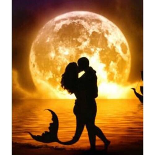 5D DIY Diamond Painting Square Round Diamond Character Moon Romantic Couple Picture Embroidery Cross Stitch Home Decor WG2804