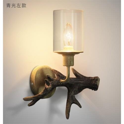 American resin antry wall lamps bedroom bedside corridor living dining room retro study glass wall sconces lights deco lighting